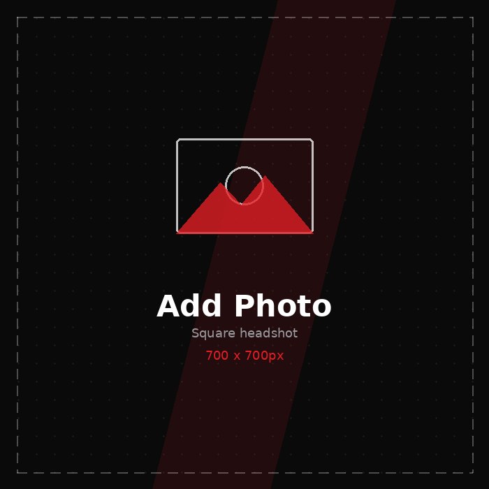 Add Name — Design & Branding Lead, replace with a real headshot